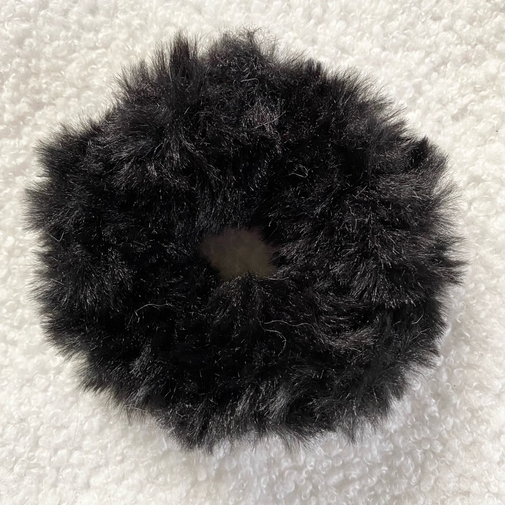 Handmade Black Faux Fur Hair Scrunchie
